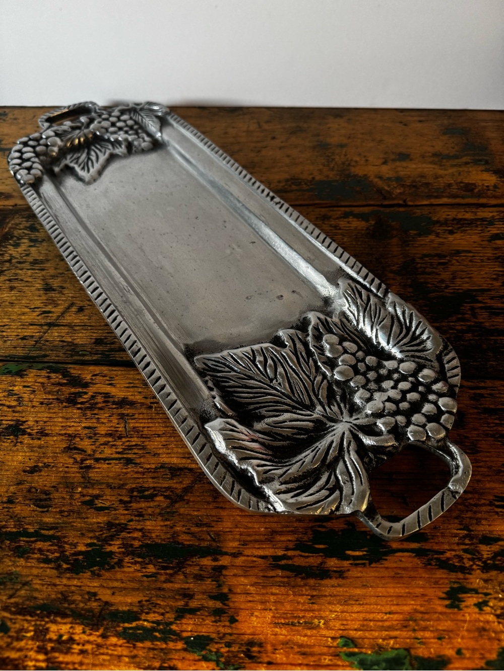 Harman Silver Grape Leaf Metal Serving Tray